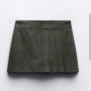 Classic Gray Plaid Skort Zara